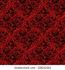 seamless pattern with hearts made of red roses. wedding illustration.
