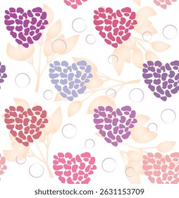 seamless pattern with hearts made of stones in different colors