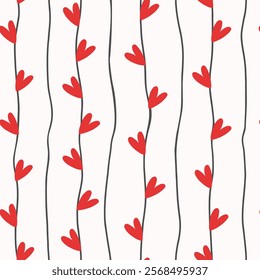 Seamless pattern with hearts. Minimalistic Vector Pastel background. Valentines day and love