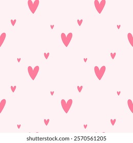 Seamless pattern with hearts. Minimalistic Vector Pastel background. Valentines day and love