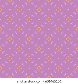 Seamless pattern of hearts. Motif for background, postcard,  icon, napkins, fabric, textile, insignia, badges, wallpaper, template, pack, paper, poster, glassware, doily. 
