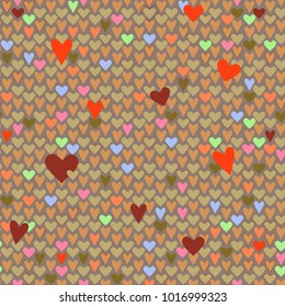 Seamless pattern with hearts multicolor different size