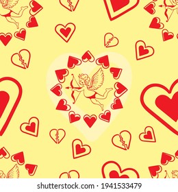 
seamless pattern of hearts on background