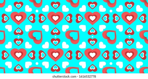 Seamless pattern with hearts on a blue background. vector 