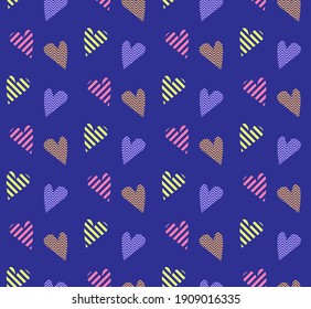 Patrón sin inconvenientes con corazones sobre fondo azul