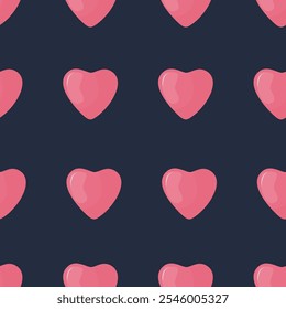 Seamless pattern with hearts on a dark background. Happy Valentine's Day, Romance, Love concept. Perfect for product design, scrapbooking, textile, wrapping paper. EPS 10