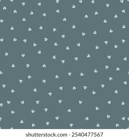 Seamless pattern with hearts on green background. Vector illustration