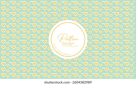 Seamless Pattern of Hearts on a Green Background