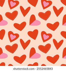 Seamless pattern with hearts on a light background