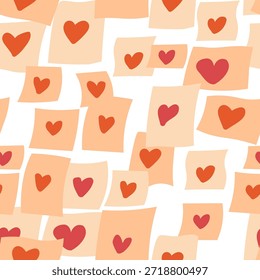 Seamless pattern with hearts on paper in doodle style. Element for decoration design print background backdrop wrapping wallpaper banner textile