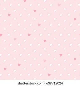 Seamless Pattern of Hearts on Pastel Pink Background