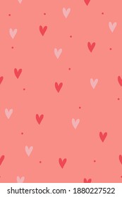 Seamless pattern with  hearts on a pink background. Vector graphics.
