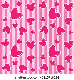 Seamless pattern. Hearts on pink background. Vector.