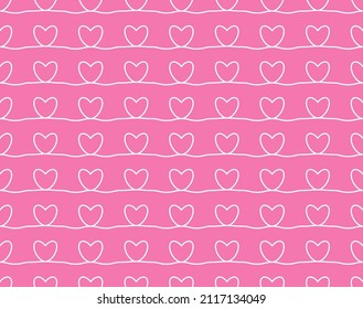Seamless pattern. Hearts on pink background. Vector.