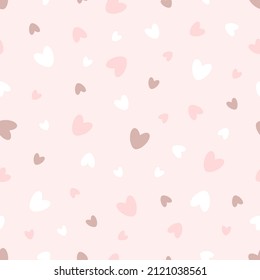 Seamless pattern of hearts on pink
