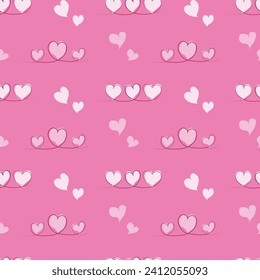 Seamless pattern with hearts on a pink background. Valentine's day print. Can be used on packaging paper, notebook covers, napkins, tablecloths, wallpapers. Vector illustration