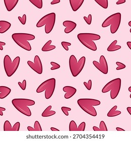 Padrão contínuo com corações em um fundo rosa. O conceito de amor, Dia dos Namorados. Ilustração vetorial para o design de cartões postais, têxteis, banners, cartazes