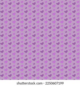 Seamless pattern with hearts on a purple background. Vector illustration.