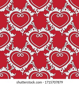 seamless pattern of hearts on a red background. Vector image eps 10
