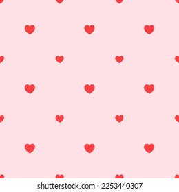 Seamless pattern with hearts on a rose background. Flat style vector image.