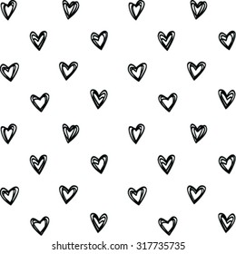 Seamless pattern with hearts on transparent background