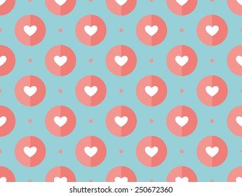 Seamless pattern of hearts on a turquoise background for Valentine's Day