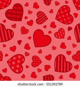 Seamless pattern with hearts on Valentine's Day. Romantic texture, background, design.
