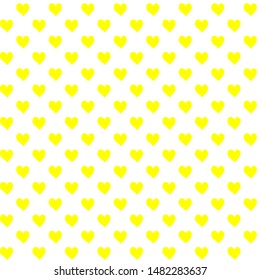Seamless pattern of hearts on white background, yellow color vector 