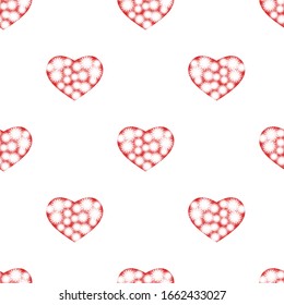 Seamless pattern, hearts on a white background. Vector
