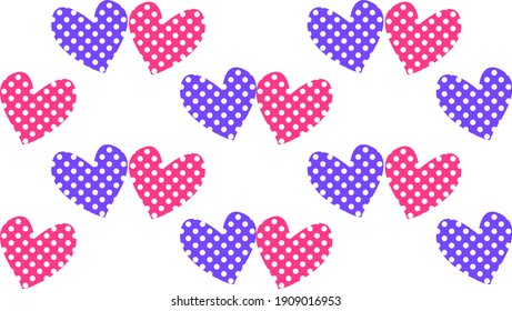 Seamless pattern with hearts on white background