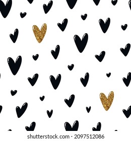 seamless pattern with hearts on white background. Good for prints, posters, cards, wrapping paper, backgrounds, textile, scrapbooking, wallpaper, etc. EPS 10