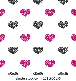 Seamless pattern with hearts on white. Background for paper, fabric, postcards for valentine's day. 