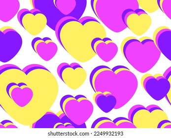 Seamless pattern with hearts on a white background. Happy Valentine's Day, February 14th. Festive design for greeting cards, wrapping paper, promotional materials and banner. Vector illustration