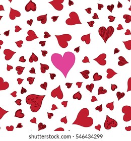 Seamless pattern with hearts on white