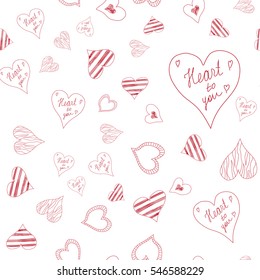 Seamless pattern with hearts on white