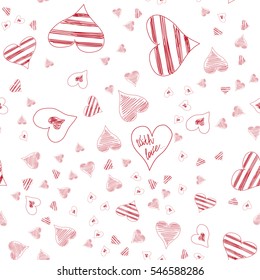 Seamless pattern with hearts on white