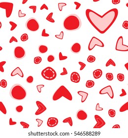 Seamless pattern with hearts on white