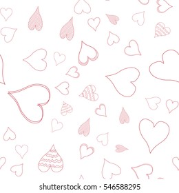 Seamless pattern with hearts on white