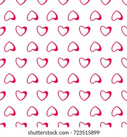 Seamless pattern of hearts on a white background. for postcards, greeting, invitation for Valentine's day, birthday, wedding, holiday, party. Vector illustration.