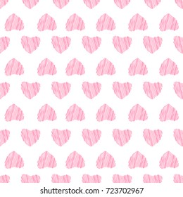 Seamless pattern of hearts on a white background. for postcards, greeting, invitation for Valentine's day, birthday, wedding, holiday, party. Vector illustration.