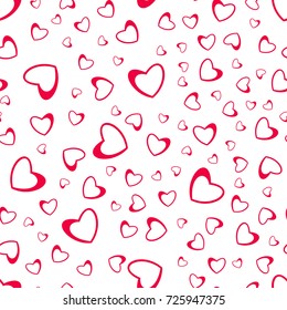 Seamless pattern of hearts on a white background. for postcards, greeting, invitation for Valentine's day, birthday, wedding, holiday, party. Vector illustration.
