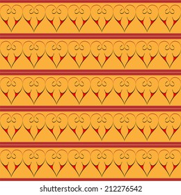 Seamless pattern with hearts on a yellow background