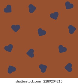 Seamless pattern hearts with orange background. Vector illustration.