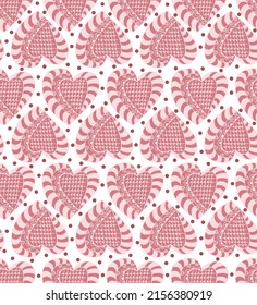 Corazones de patrón sin soldadura con ornamento Diseño decorativo cardíaco loopable Símbolo del amor sobre un elegante patrón repetible para la ilustración del vector textil
