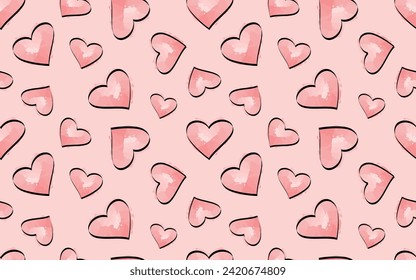 seamless pattern. hearts. a pattern for packaging, textiles, and wrappers. beautiful style . love. A romantic. a red heart. doodle. with a colored background. background.