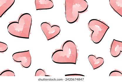 seamless pattern. hearts. a pattern for packaging, textiles, and wrappers. beautiful style . love. A romantic. a red heart. doodle. with a colored background. background.