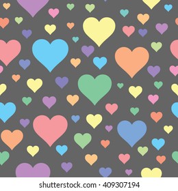 Seamless pattern hearts pastel color