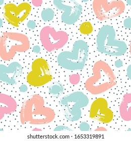 Seamless pattern with hearts in pastel colors. Great for Baby, Valentine's Day, Mother's Day, wedding, scrapbook, surface textures.
