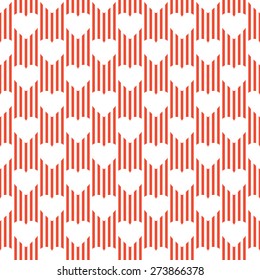 Seamless pattern of hearts in pastel colors.