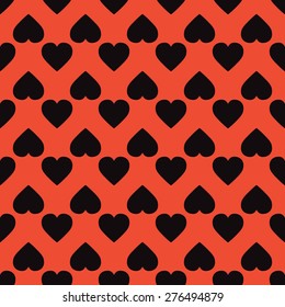 Seamless pattern of hearts in pastel colors.